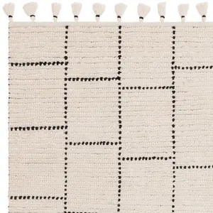 Cream Kilim , Modern , Wool Easy to Clean Geometric Rug for Living room, Bedroom - 160cm X 230cm