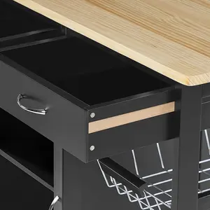 Pavillion Wood Kitchen Cart Black