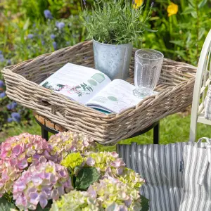 Vintage Square Rattan Serving Basket Tray