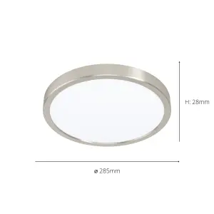 EGLO FUEVA 5 Satin Nickel Round Integrated LED Flush Light, (D) 28.5