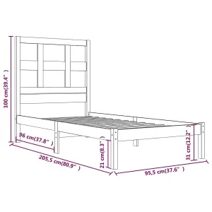 Berkfield Bed Frame Solid Wood Pine 90x200 cm