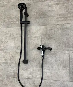 Matt Black Traditional Thermostatic Dual Control Shower Mixer Valve + Riser Rail