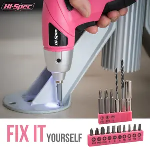 Hi-Spec Pink 20pc Home DIY Tool Kit. Complete Household Hand Tools. All Essential Repairs in a Bag