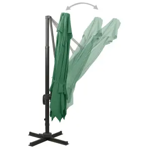 Berkfield Cantilever Umbrella with Double Top 300x300 cm Green