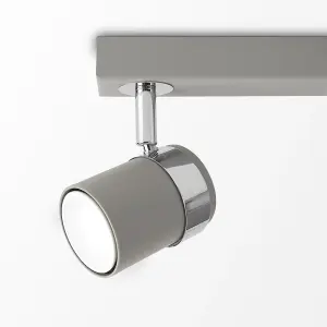 ValueLights Rosie Cement Ceiling Bar Spotlight and GU10 Spotlight LED 5W Cool White 6500K Bulbs