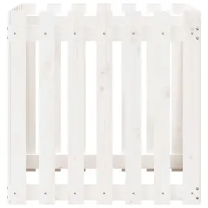 Berkfield Garden Planter with Fence Design White 70x70x70 cm Solid Wood Pine