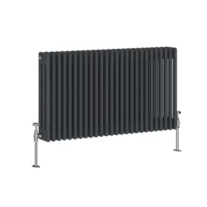 Right Radiators 600x1192 mm Horizontal Traditional 3 Column Cast Iron Style Radiator Anthracite