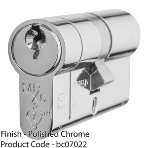 35 / 45mm EURO Double Offset Cylinder Lock 6 Pin Polished Chrome Fire Barrel