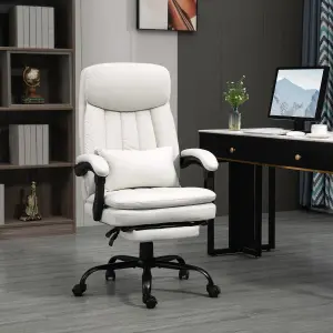 Vinsetto Microfibre Vibration Massage Office Chair with Heat, Pillow, White