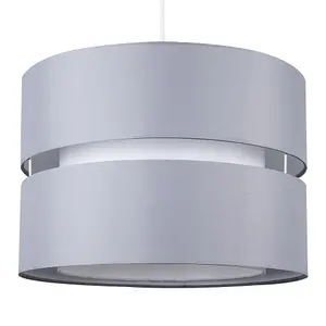 ValueLights Sophia Modern Large 2 Tier Grey Cylinder Ceiling Pendant Light Shade