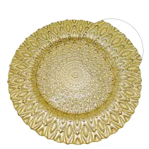 Neel Blue Charger Plates for Table Decoration - Gold Peacock Design