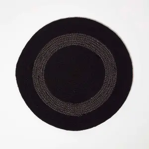 Homescapes Black & Grey Braided 100% Cotton Round Placemats Set of 4