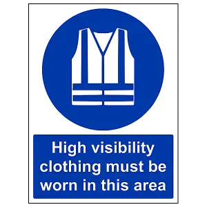 High Visibility Worn In Area PPE Sign - Adhesive Vinyl 300x400mm (x3)