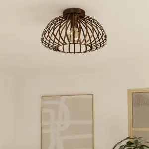 EGLO Espinal Brown Steel Contemporary Ceiling Light