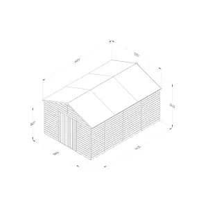 Forest Garden Beckwood 10x15 ft Apex Natural timber Wooden 2 door Shed with floor (Base included)