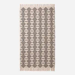 Homescapes Adana Handwoven Monochrome Cotton Textured Rug, 90 x 150 cm