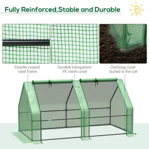 Outsunny Mini Small Greenhouse with Steel Frame & PE Cover & Zippered Window