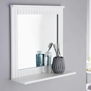 DEENZ Bathroom Mirror with Shelf White Striped Bathroom Mirror