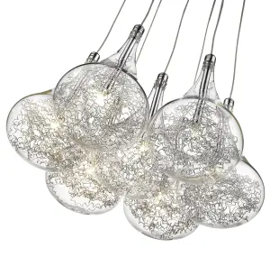 Luminosa Spring 7 Light Ceiling Pendant Chrome Glass Seven, G4 Bulb