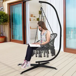 Costway Large Heavy Duty C-stand Hanging Swing Egg Chair Hammock Frame W/ X Base 150KG