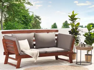 Garden Bench with Cushion PORTICI Wood Dark Brown