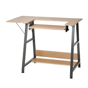 Sewing Online Small Sewing Table, Wood/Dark Grey Legs with Adjustable Platform