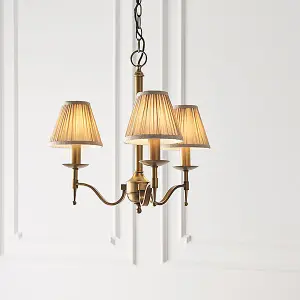 Luminosa Stanford 3 Light Multi Arm Ceiling Pendant Chandelier Antique Brass, E14