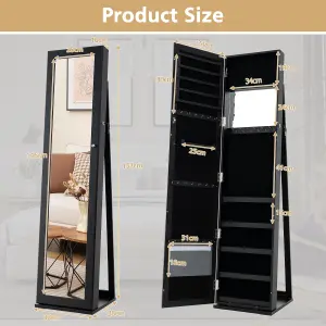 Costway 3-in-1 Jewelry Cabinet Full-Length Mirrored Jewelry Armoire Storage Organizer