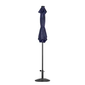 2.7m Crank and Tilt Parasol with Solar Powered LED Lights - Navy Blue