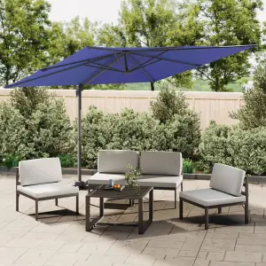 Berkfield LED Cantilever Garden Parasol Azure Blue 400x300 cm