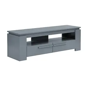 Portland TV Stand With Storage for Living Room and Bedroom, 1400 Wide, Two Drawers Storage, Media Storage, Grey Finish