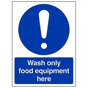 Wash Only Food Equipment Here Catering Sign - Rigid Plastic - 150x200mm (x3)