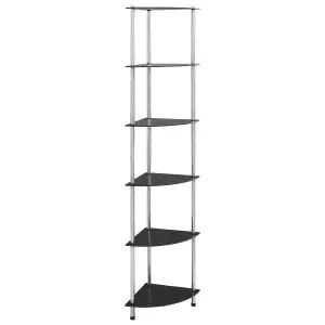 Berkfield 6-Tier Shelf Black 30x30x160 cm Tempered Glass