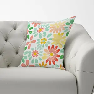 Green and Yellow Flowers Cushions 33cm x 48cm