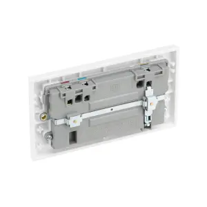 BG White Double 13A Raised square Switched Screwed Socket with USB, x2 & White inserts