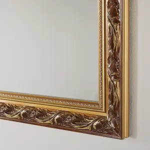 Wall Mirror Harlington Handcrafted and Finished Rectangular Shape with Antique Gold 120cm x 95cm for Hanging in Living room