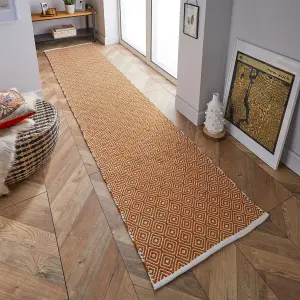 The Rug Seller Ochre Brittany Runner Rug For Hallway - Extra Long 67x300cm