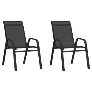 Berkfield Stackable Garden Chairs 2 pcs Black Textilene Fabric