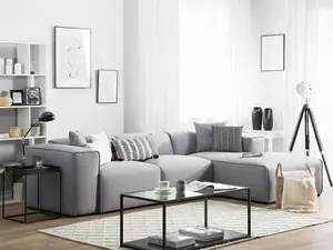 Corner Sofa DOLVA Light Grey Fabric Left Hand