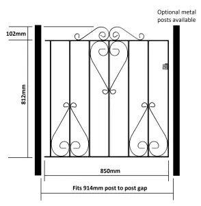 CLEVE Metal Scroll Low Flat Garden Gate 914mm GAP x 914mm High CSZP3