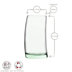 Pasabahce Aware Penguen Recycled Highball Glasses - 390ml - Green - Pack of 4