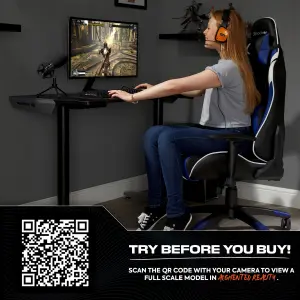 X-Rocker Agility eSport Gaming Chair Racing PC Reclining Adjustable PC Gaming Seat - BLUE