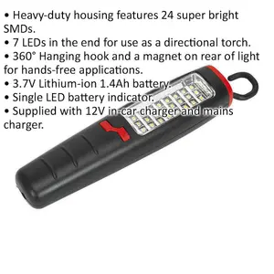 Rechargeable Inspection Light - 24W SMD & 7 LED - Directional Torch - Magnetic