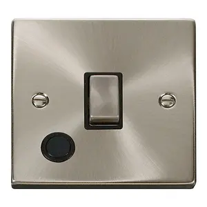 Satin / Brushed Chrome 1 Gang 20A Ingot DP Switch With Flex - Black Trim - SE Home