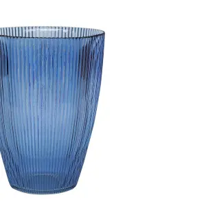 Navy Ribbed Tall Vase H24.5Cm W18Cm