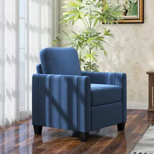 HOMCOM Modern Accent Chair with Spring Cushion, Back Pillow, Blue