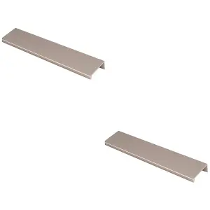 2 PACK - Square Edge Finger Pull Handle - Satin Nickel 200mm - Slim Cupboard Drawer