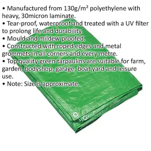 Durable 3.66m x 4.88m Green Tarpaulin - Waterproof, Mould & Mildew Resistant Cover Sheet