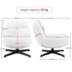 Yaheetech Modern Swivel Lounge Chair Upholstered Reading Chair White