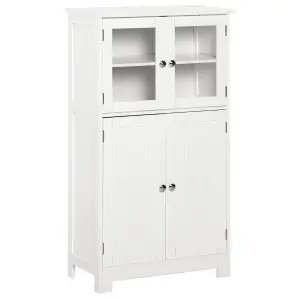 kleankin Bathroom Floor Storage Cabinet Standing Unit Kitchen Cupboard W/ Doors